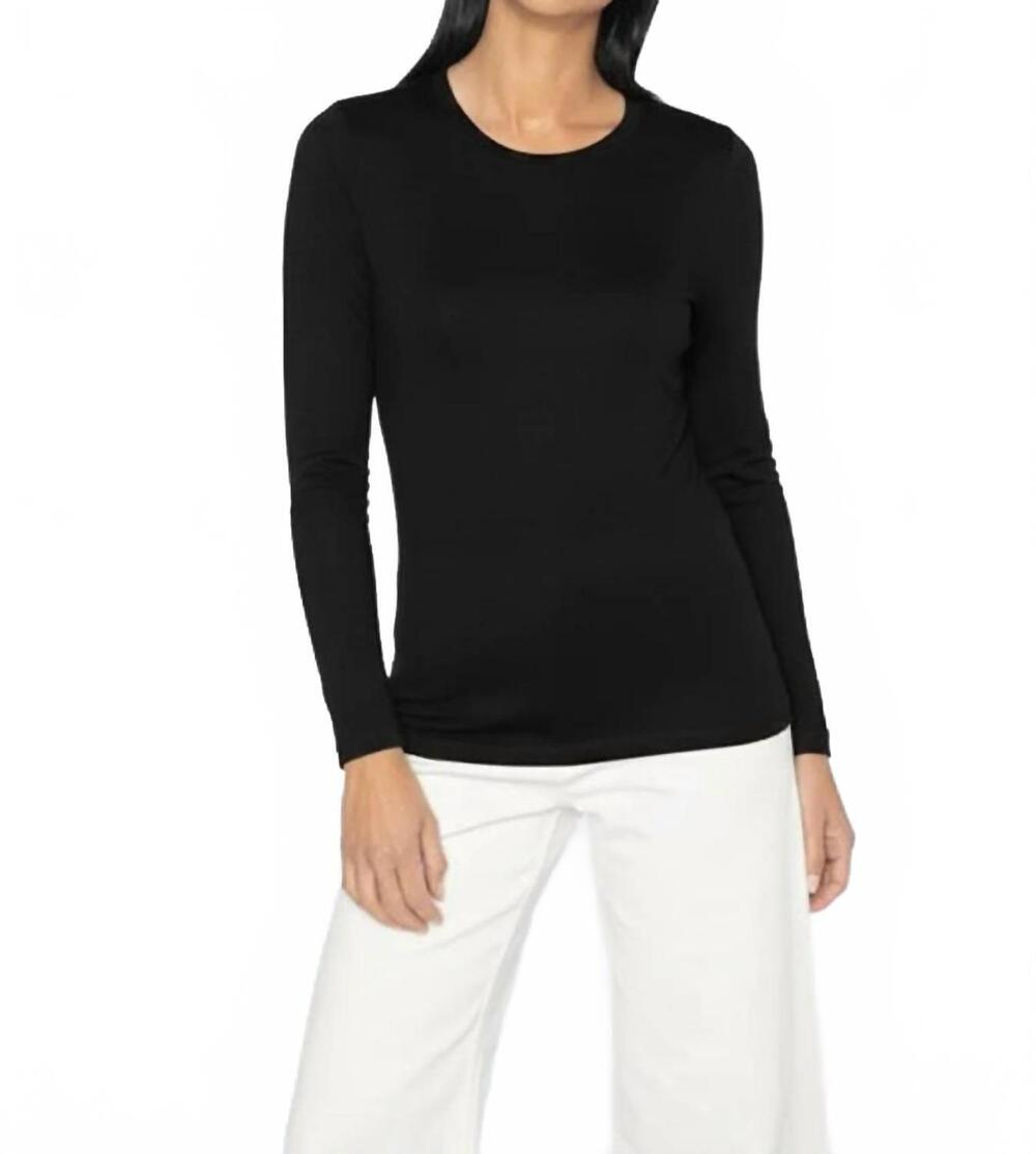 NEW KINROSS bamboo long sleeve crew tee in black